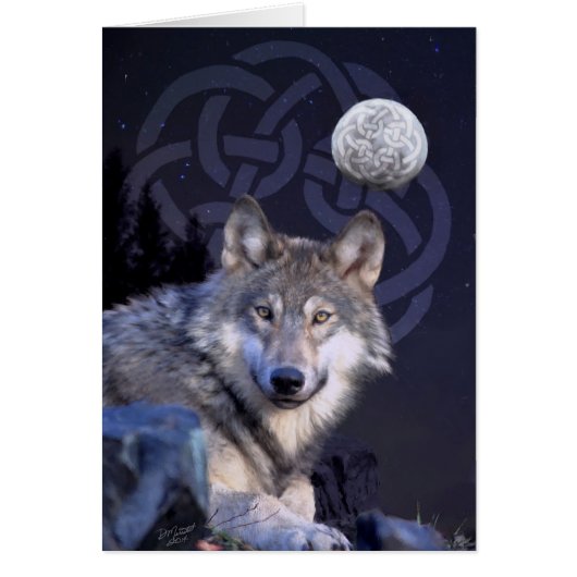 Night Wolf with Celtic Knot Cards (Front)