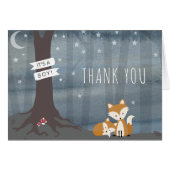 Night Woodland Fox Boy Baby Shower Thank You (Front Horizontal)