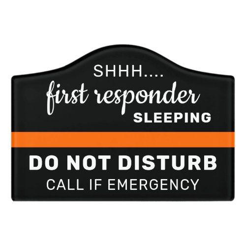 Night Worker Sleeping Orange Line Do Not Disturb Door Sign