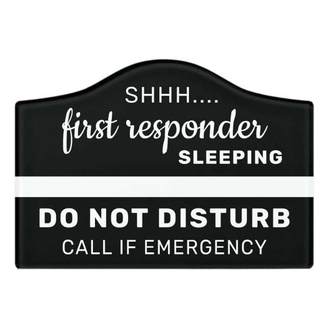 Night Worker Sleeping White Line Emergency Medial Door Sign (Small Crest Front)