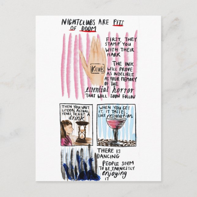 Nightclubs are Pits of Doom Postcard (Front)