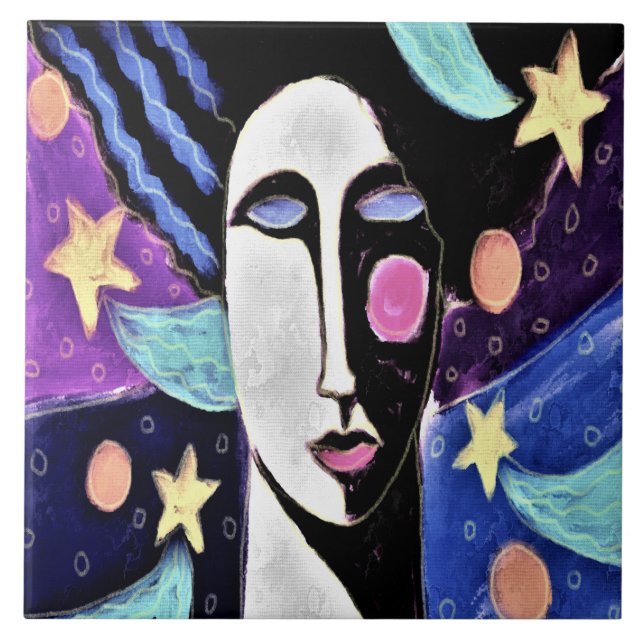 Nightfall Abstract Digital Painting Ceramic Tile (Front)