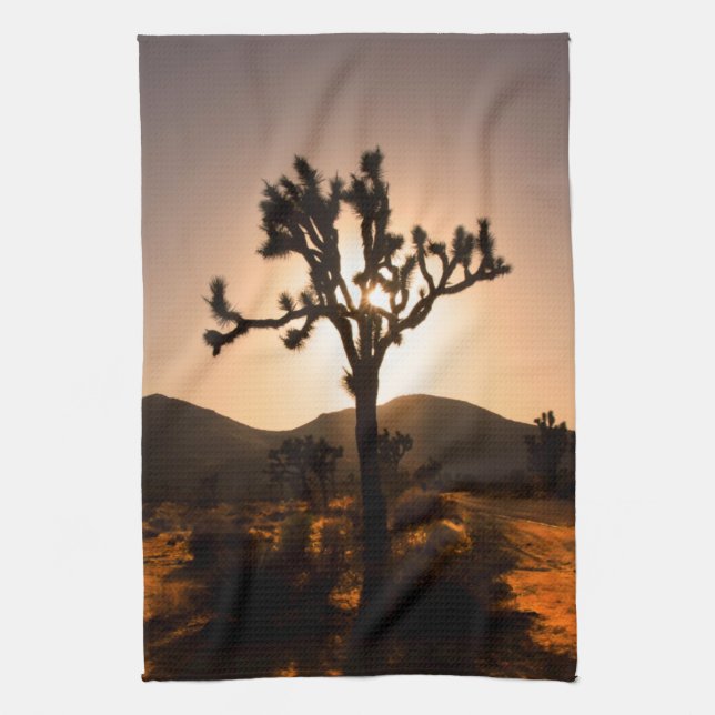 Nightfall begins at Joshua Tree Kitchen Towel (Vertical)