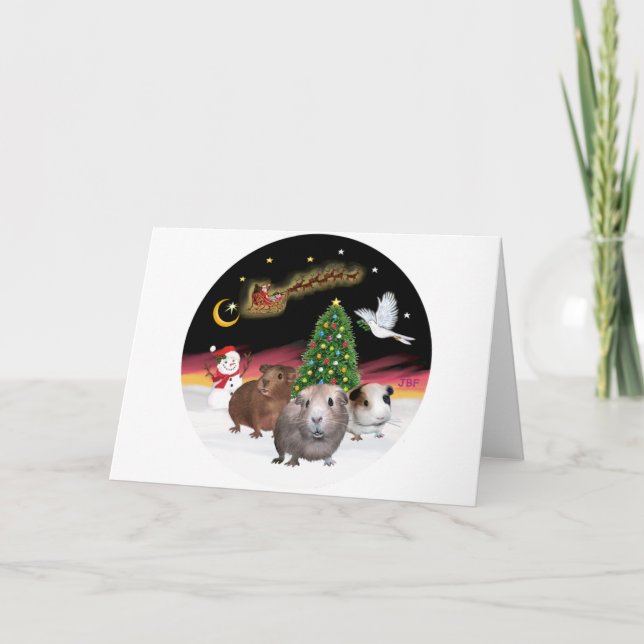 NightFlight - 3 Guinea Pigs Holiday Card (Front)