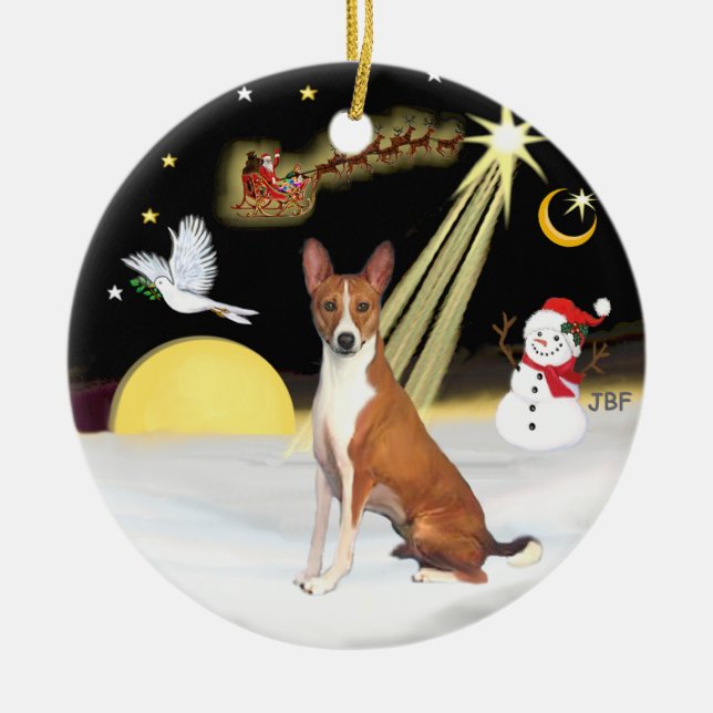 NightFlight-  Basenji Ceramic Ornament (Front)