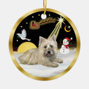 NightFlight- Cairn Terrier Ceramic Ornament