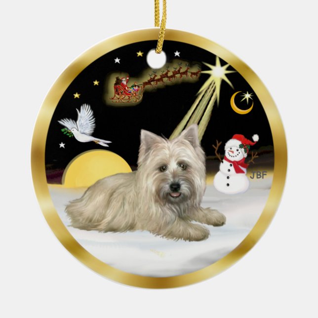 NightFlight-  Cairn Terrier Ceramic Ornament (Front)