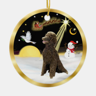 NightFlight- Chocolate Standard Poodle Ceramic Ornament