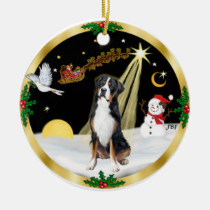 NightFlight- Greater Swiss Mountain Dog Ceramic Ornament