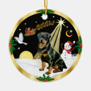 NightFlight- Rottweiler Ceramic Ornament