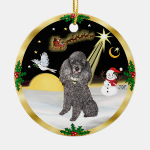 NightFlight- Silver Miniature or Toy Poodle Ceramic Ornament