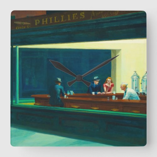 Nighthawks 1942 by Edward Hopper Square Wall Clock