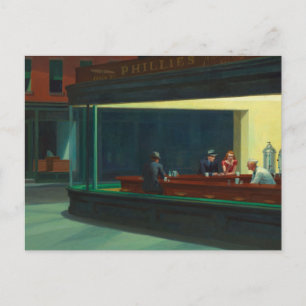Nighthawks painting by Edward Hopper Holiday Postcard
