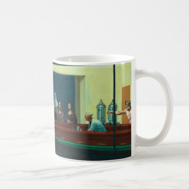Nighthawks - Time travellers - Edward Hopper  Coffee Mug (Right)