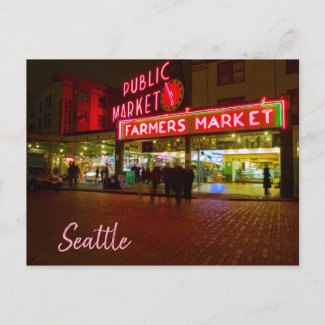 Nightime Scene Seattle Public Market