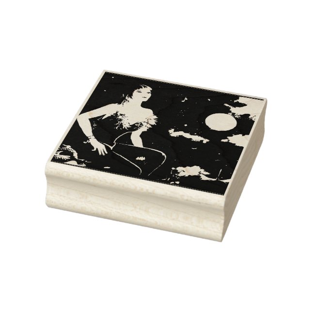 Nightingale on a Paris Rooftop Rubber Stamp (Stamp)