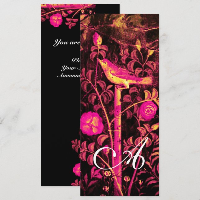 NIGHTINGALE ,ROSES MONOGRAM Red Black  Gold Yellow Invitation (Front/Back)