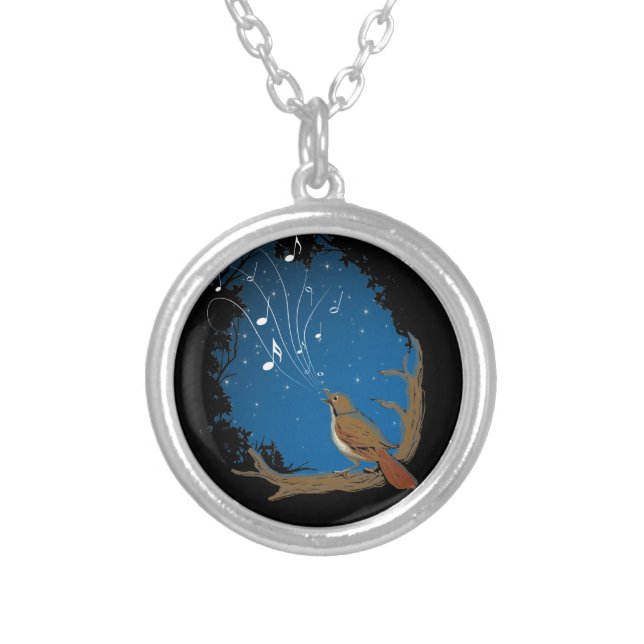 Nightingale Song Silver Plated Necklace (Front)