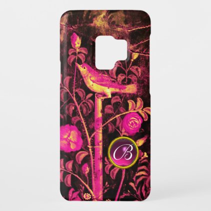 NIGHTINGALE WITH ROSES MONOGRAM, Pink Black Yellow Case-Mate Samsung Galaxy S9 Case