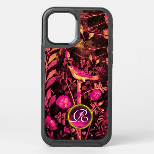 NIGHTINGALE WITH ROSES MONOGRAM Pink Black Yellow OtterBox Symmetry iPhone 12 Case