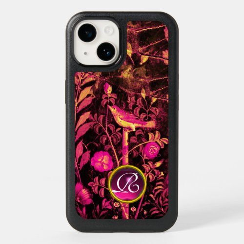 NIGHTINGALE WITH ROSES MONOGRAM Pink Black Yellow OtterBox iPhone 14 Case