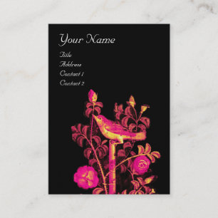 NIGHTINGALE WITH ROSES MONOGRAM ,Pink Gold Black Business Card