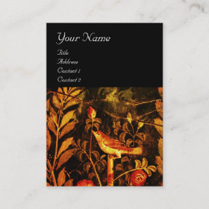 NIGHTINGALE WITH ROSES MONOGRAM ,Red Black Gold Business Card