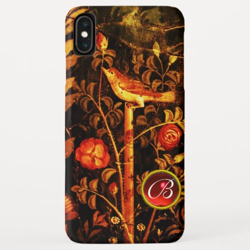 NIGHTINGALE WITH ROSES MONOGRAM Red Black Yellow iPhone XS Max Case