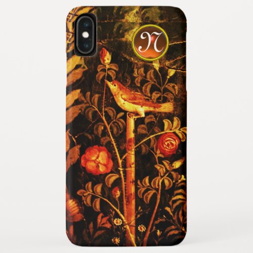 NIGHTINGALE WITH ROSES MONOGRAM Red Black Yellow iPhone XS Max Case