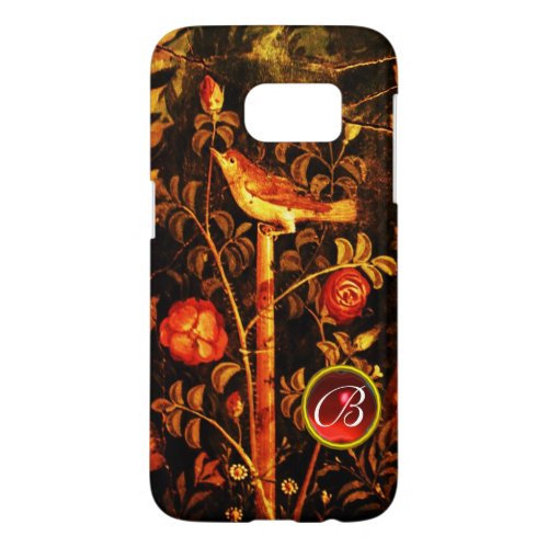 NIGHTINGALE WITH ROSES MONOGRAM Red Black Yellow Samsung Galaxy S7 Case