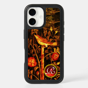 NIGHTINGALE WITH ROSES MONOGRAM, Red Black Yellow  iPhone 16 Case