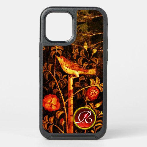 NIGHTINGALE WITH ROSES MONOGRAM Red Black Yellow  OtterBox Symmetry iPhone 12 Case