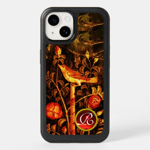 NIGHTINGALE WITH ROSES MONOGRAM Red Black Yellow  OtterBox iPhone 14 Case