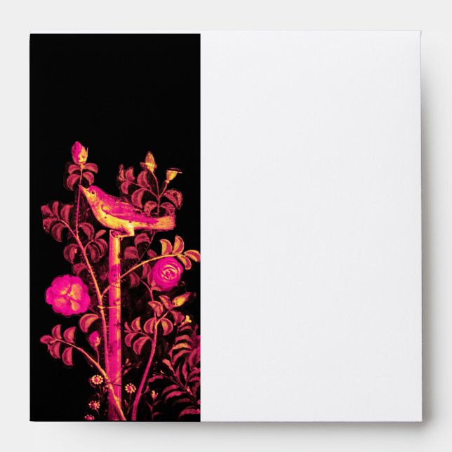 NIGHTINGALE WITH ROSES , Pink Black White Envelope (Front)