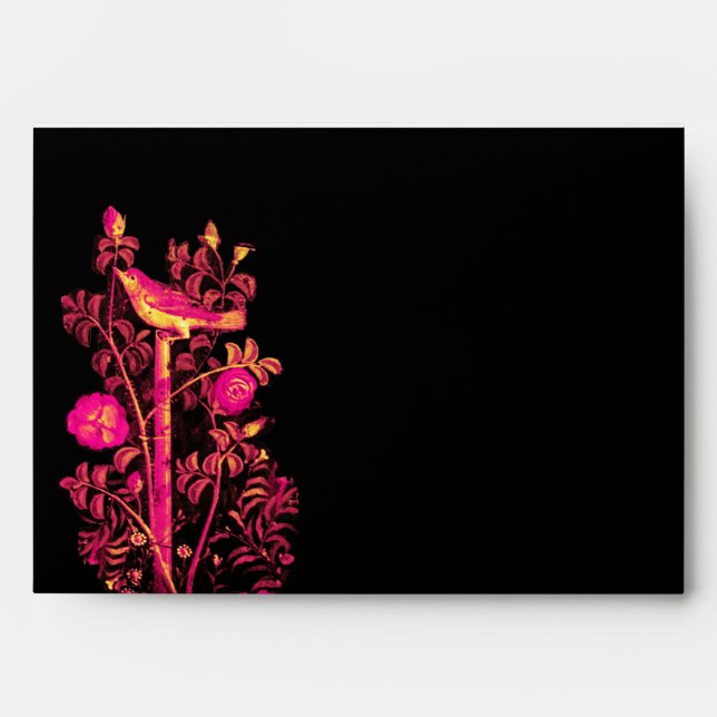 NIGHTINGALE WITH ROSES , Pink Black Yellow White Envelope (Front)