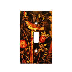 NIGHTINGALE WITH ROSES , Red Black Yellow Light Switch Cover