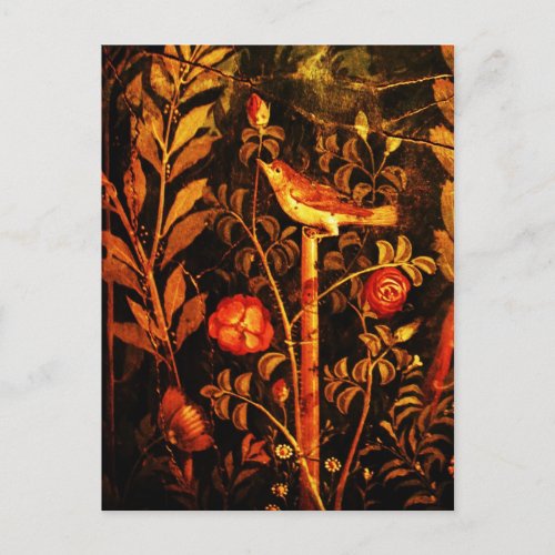 NIGHTINGALE WITH ROSES  Red Black Yellow Postcard