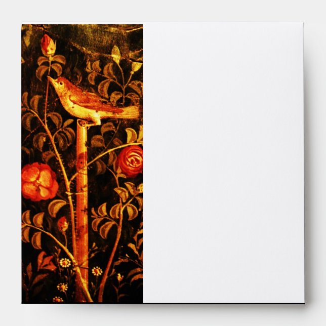 NIGHTINGALE WITH ROSES , Red Yellow Black White Envelope (Front)