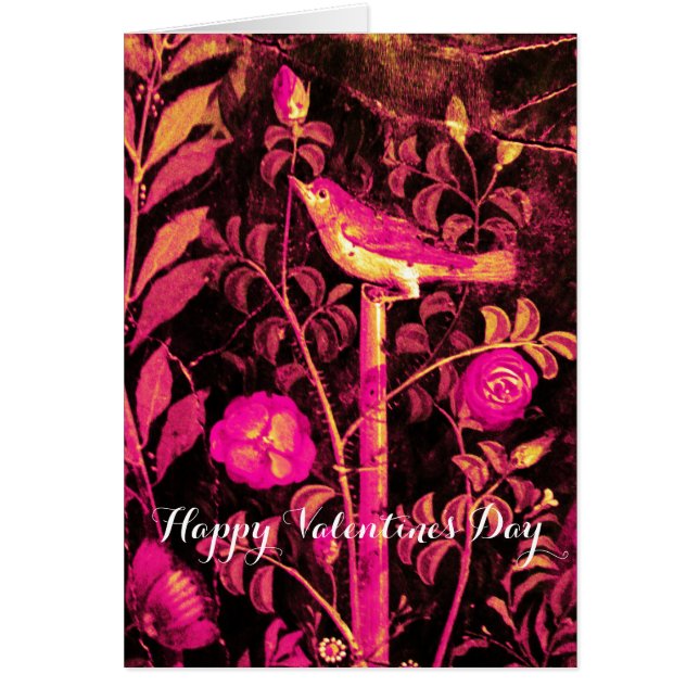 NIGHTINGALE WITH ROSES Valentine's Day Cards (Front)