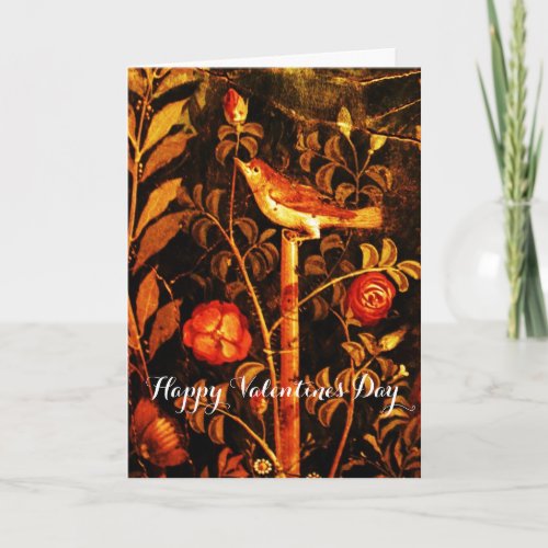 NIGHTINGALE WITH ROSES Valentines Day Holiday Card
