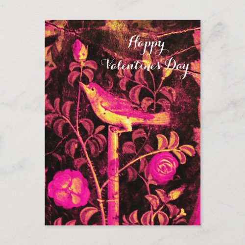 NIGHTINGALE WITH ROSES Valentines Day Holiday Postcard