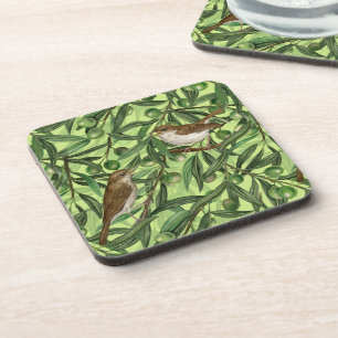 Nightingales in the olive tree 2 beverage coaster