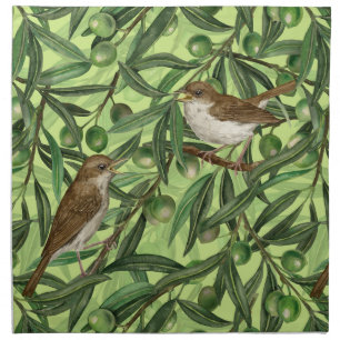 Nightingales in the olive tree 2 cloth napkin