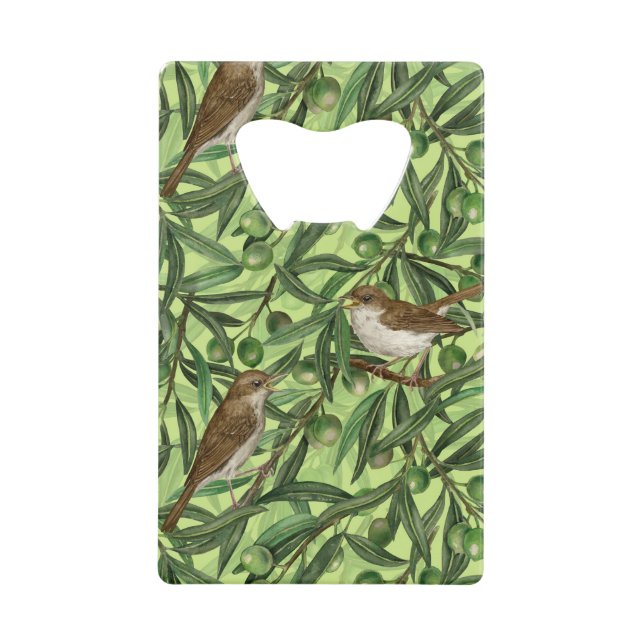 Nightingales in the olive tree 2 credit card bottle opener (Front)