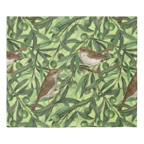 Nightingales in the olive tree 2 duvet cover