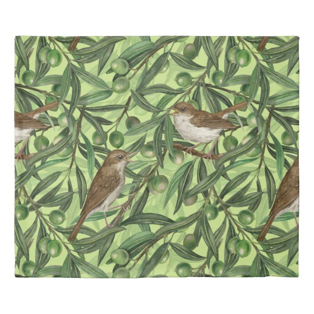 Nightingales in the olive tree 2 duvet cover (Front)
