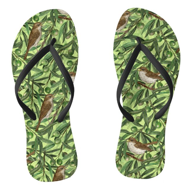 Nightingales in the olive tree 2 flip flops (Footbed)