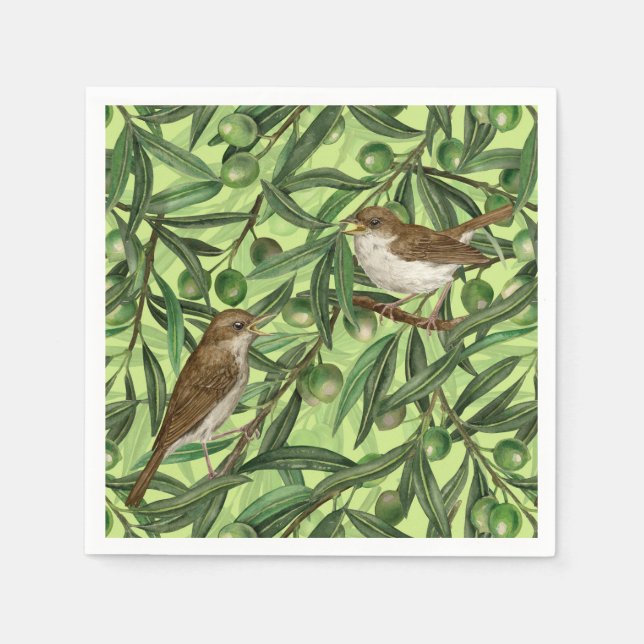 Nightingales in the olive tree 2 napkins (Front)
