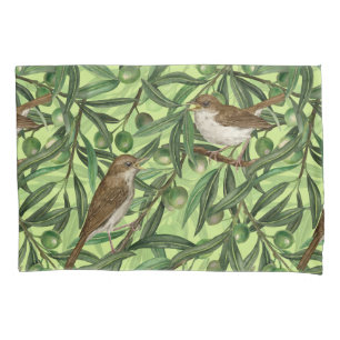 Nightingales in the olive tree 2 pillow case