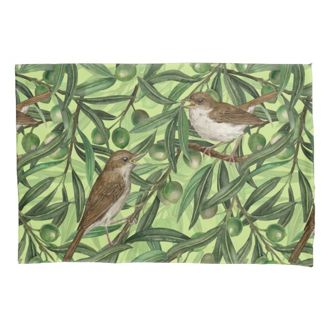 Nightingales in the olive tree 2 pillow case (Front-Left)
